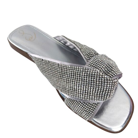 SAM EDELMAN Shiny Silver Sandals Women Sz 9.5 Issie Open Toe Evening Formal EUC - Picture 11 of 15